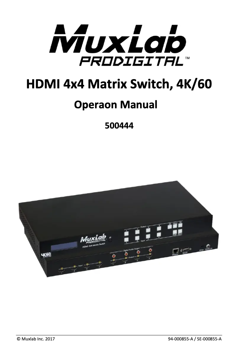 Page 1 de la notice Manuel utilisateur MuxLab 500444