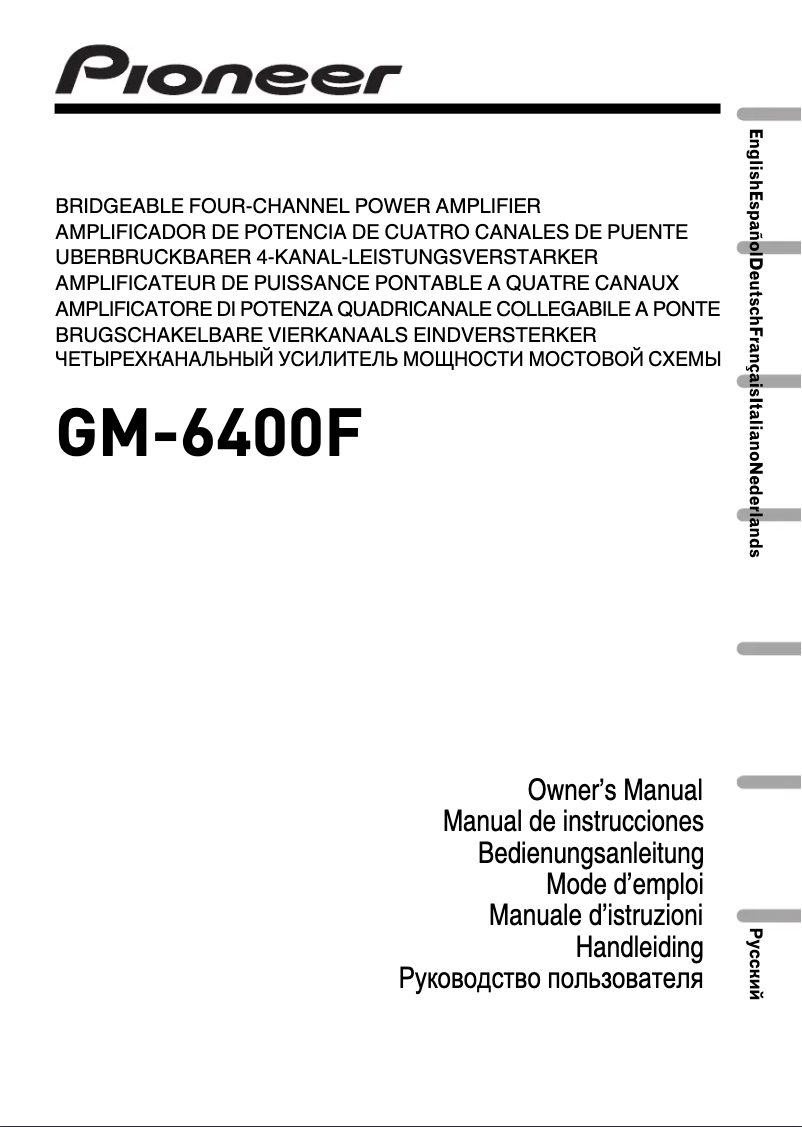 Page 1 de la notice Manuel utilisateur Pioneer GM-6400F