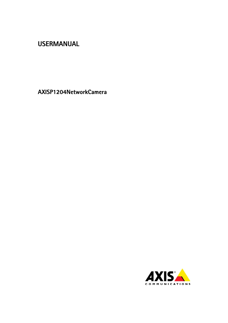 Page n°1 - Manuel utilisateur Axis P1204