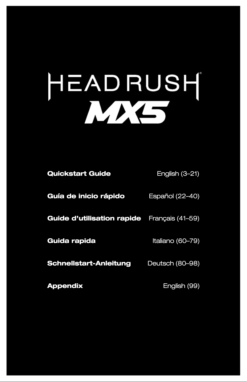 Page 1 de la notice Guide de démarrage rapide HeadRush MX5