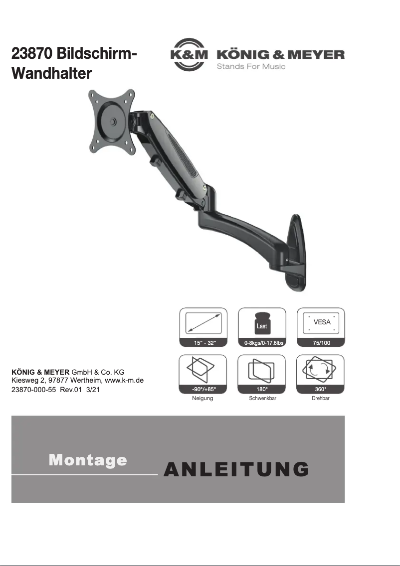 Page n°1 - Manuel utilisateur Konig & Meyer 23870