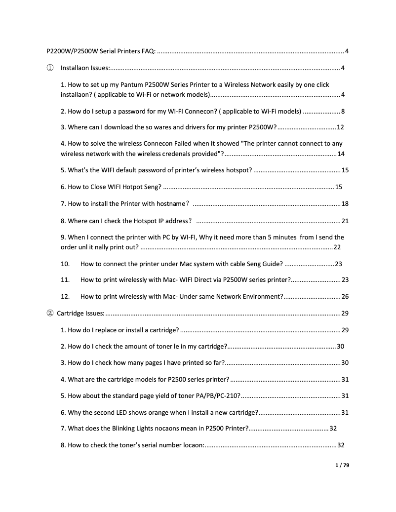 Page n°1 - FAQ Pantum P2500NW