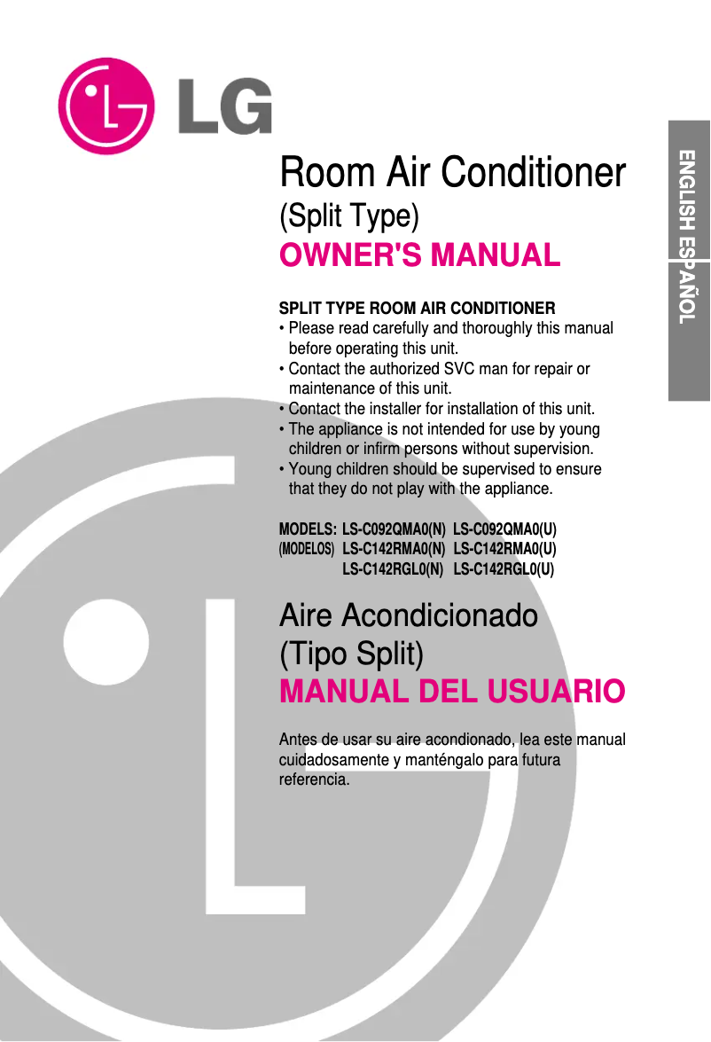 Page 1 de la notice Manuel utilisateur LG TSUC102LBA0