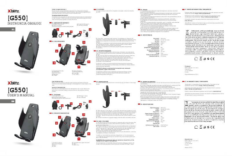 Page 1 de la notice Manuel utilisateur Xblitz G550