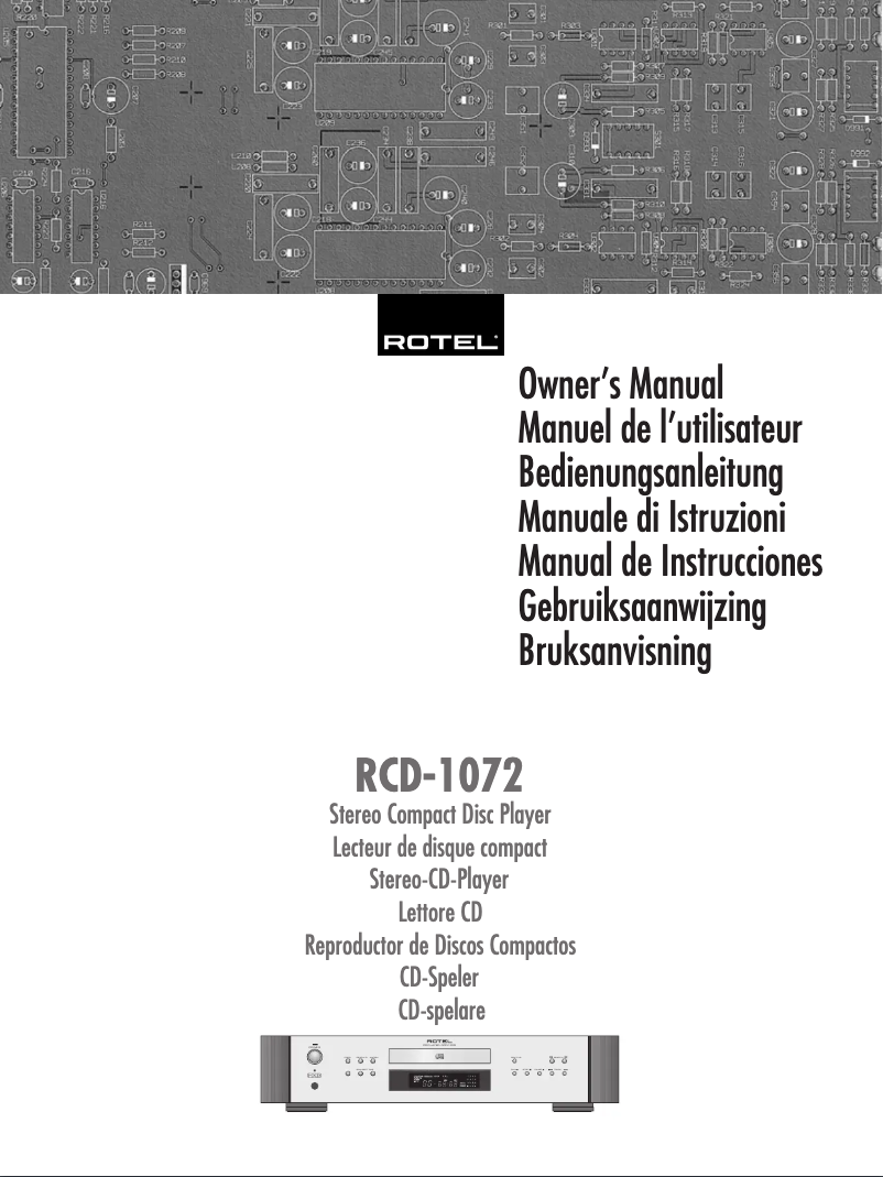 Page 1 de la notice Manuel utilisateur Rotel RCD-1072