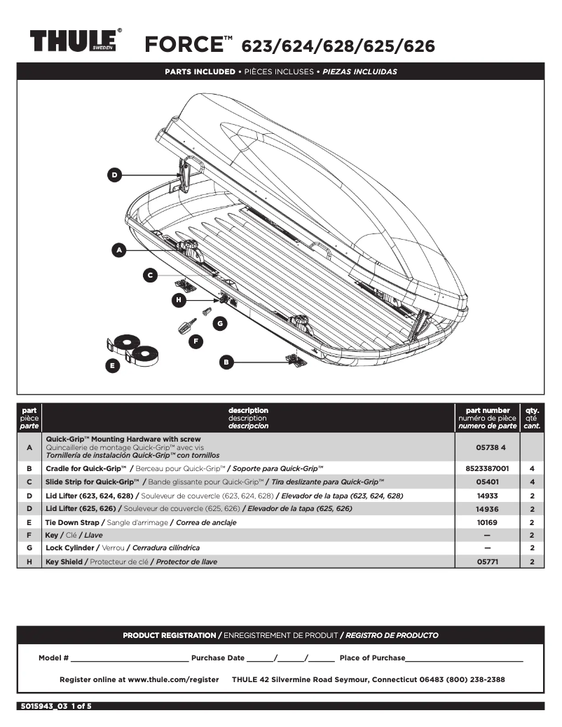 Página 1 del manual Manual de usuario Thule FORCE 626