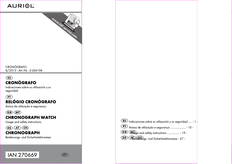 Page 1 de la notice Manuel utilisateur Auriol IAN 270669