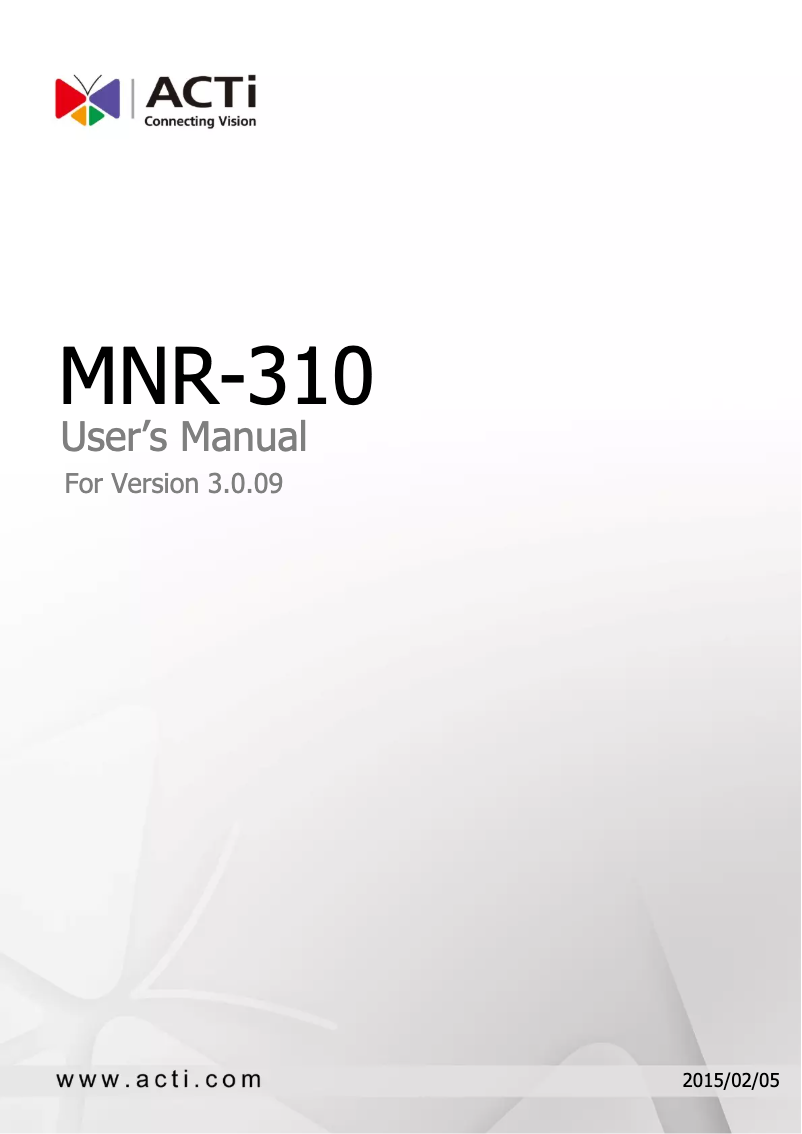 Page 1 de la notice Manuel utilisateur ACTi MNR-310