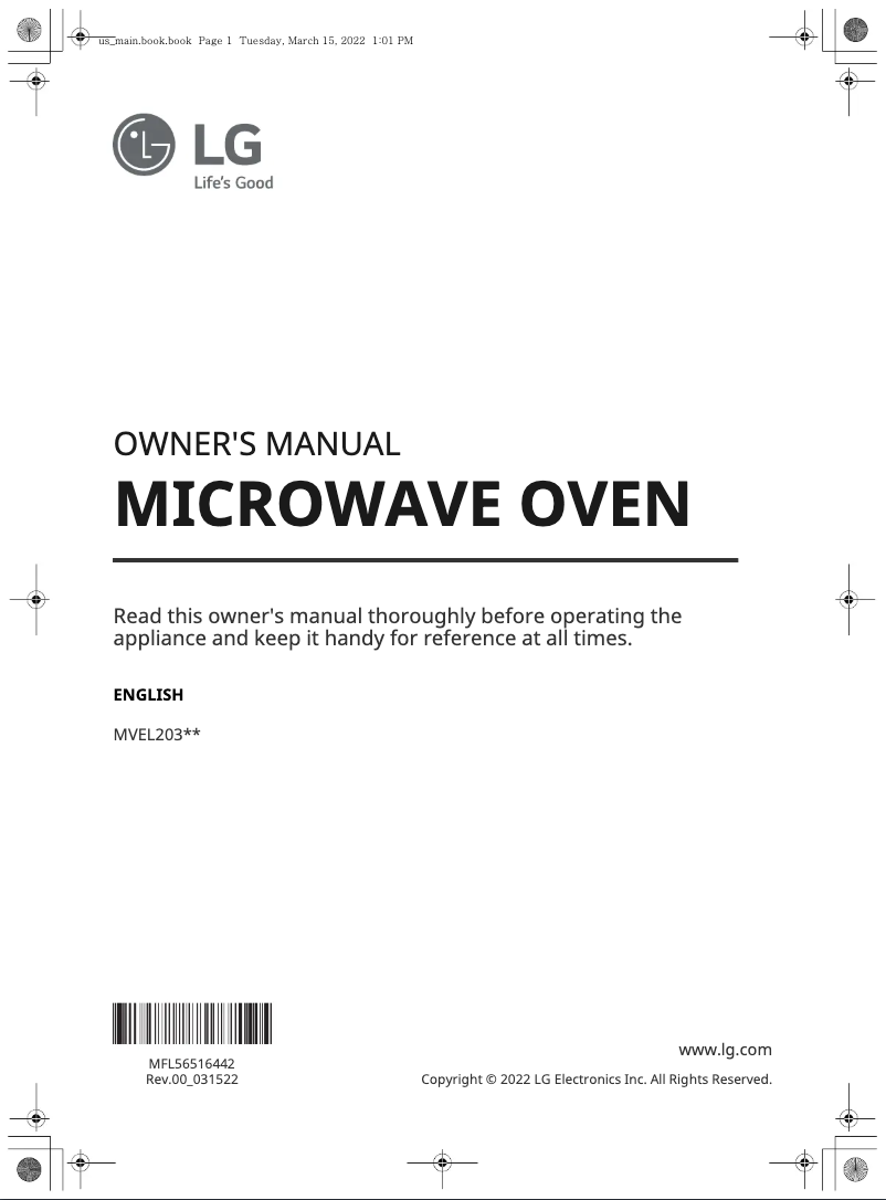 Page n°1 - Manuel utilisateur LG MVEL2033D