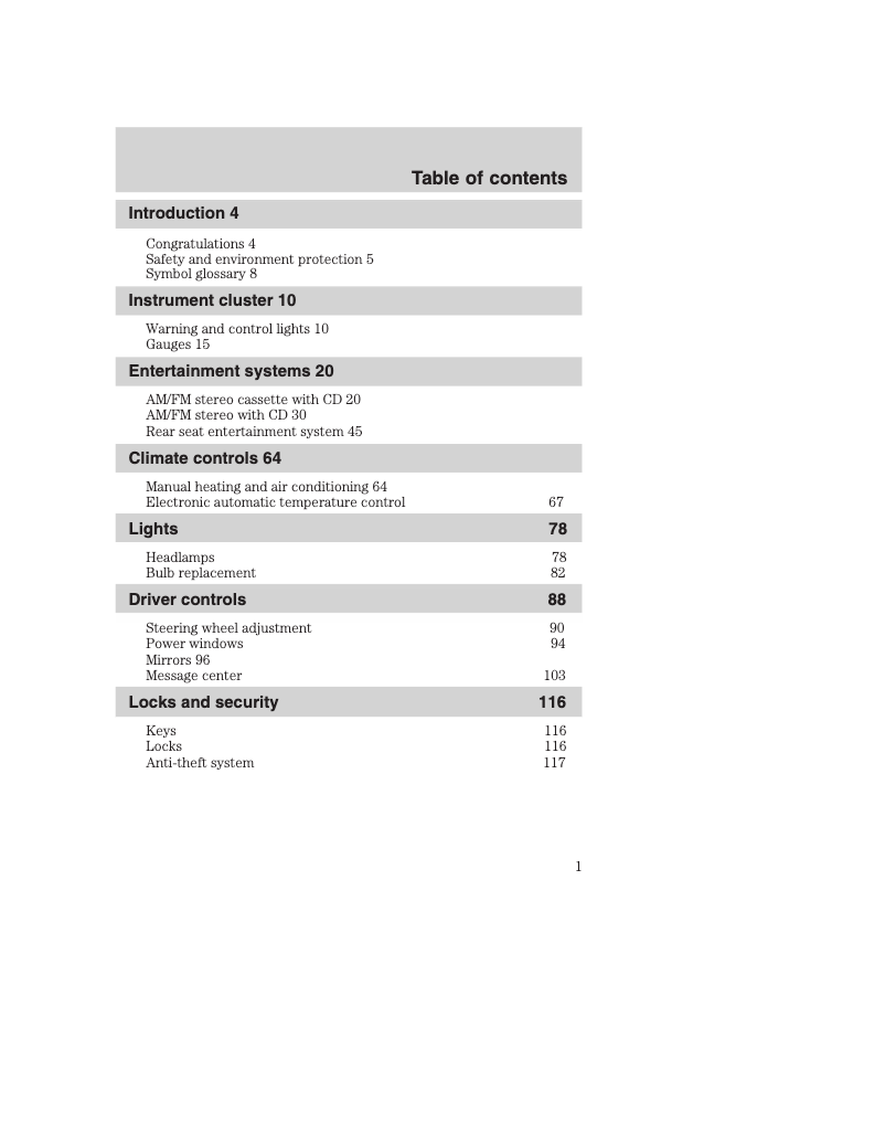 Image de la première page du manuel de l'appareil Excursion (2002)