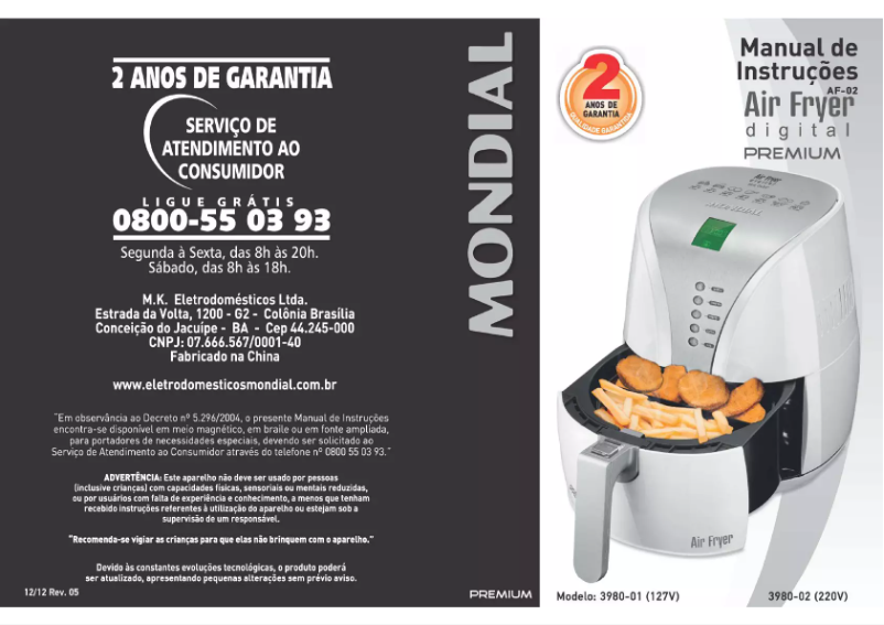 Page 1 de la notice Manuel utilisateur Mondial Digital Premium AF-02