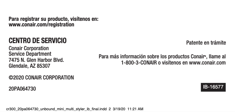 Page 1 de la notice Manuel utilisateur Conair CR300