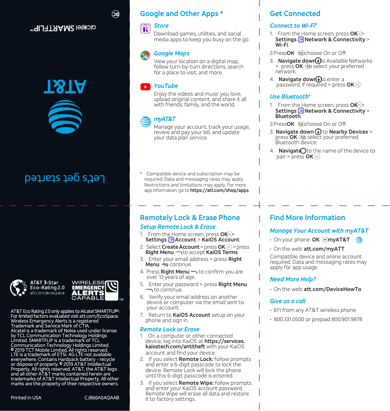 Page 1 de la notice Guide de démarrage rapide Alcatel SmartFlip