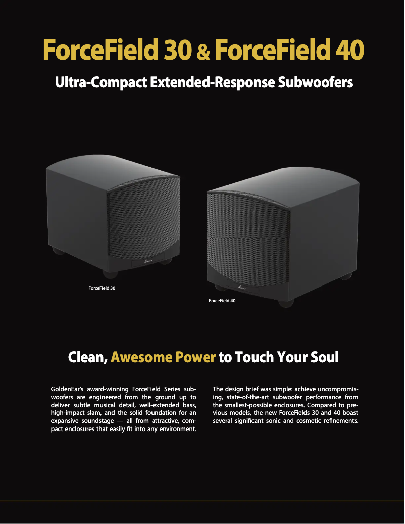 Page n°1 - Brochure GoldenEar ForceField 30