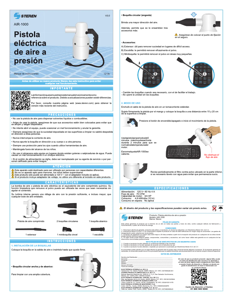 Page 1 de la notice Manuel utilisateur Steren AIR-1000