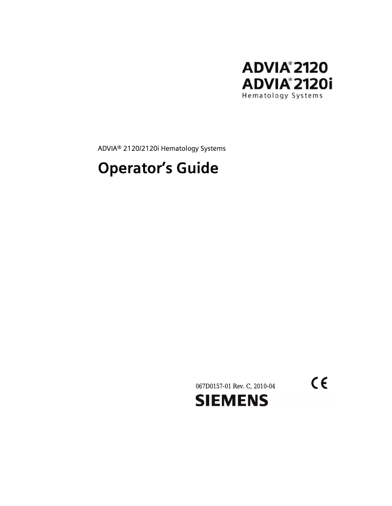 Page 1 de la notice Manuel utilisateur Advia 2120