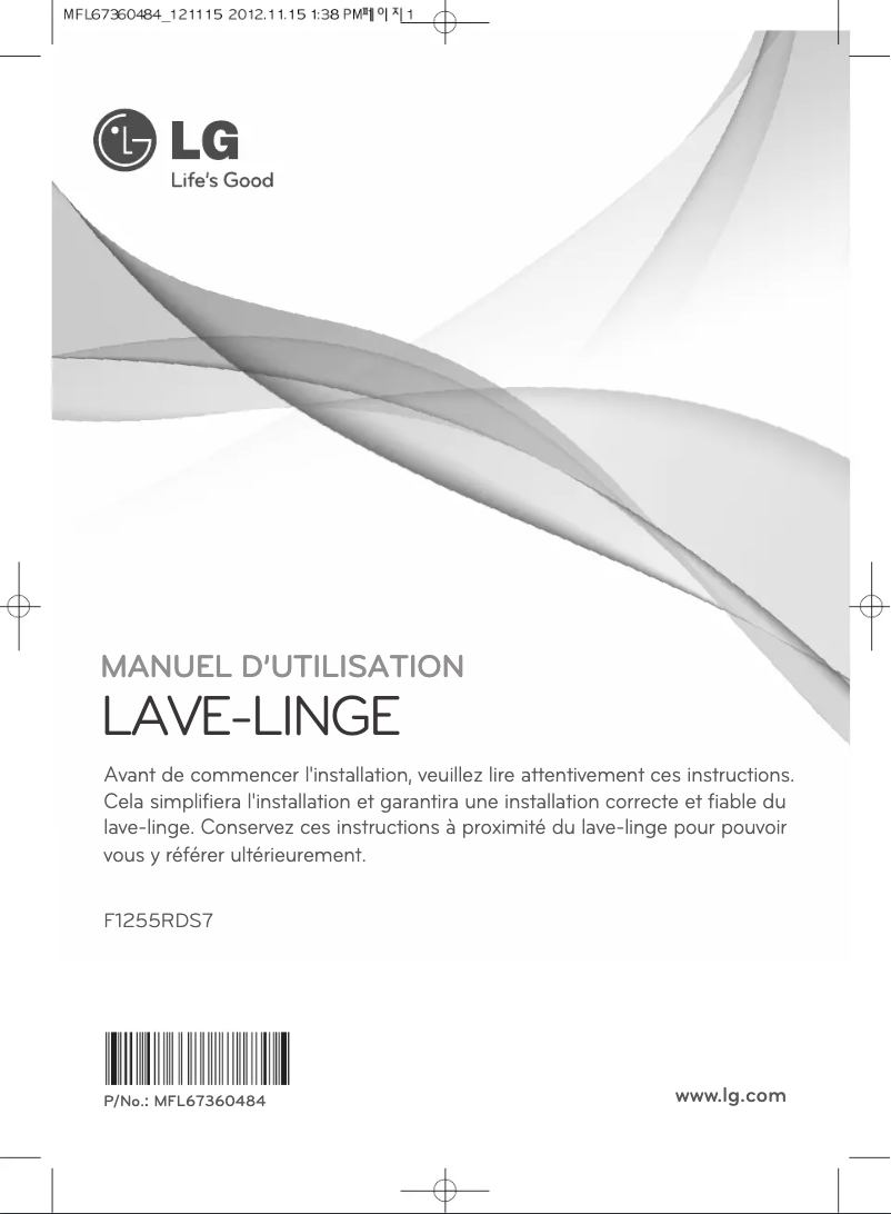 Page n°1 - Manuel utilisateur LG F1255RDS7