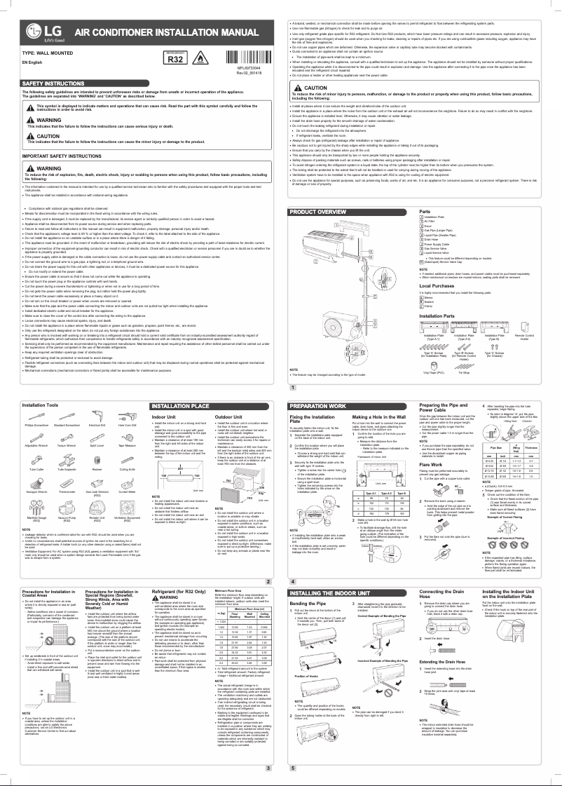 Page n°1 - Manuel utilisateur LG LSUQ12MNYA