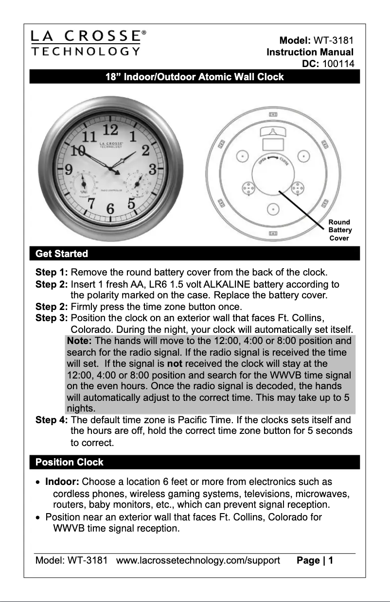 Image de la première page du manuel de l'appareil WT-3181P