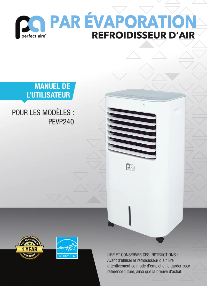 Image de la première page du manuel de l'appareil PEVP240