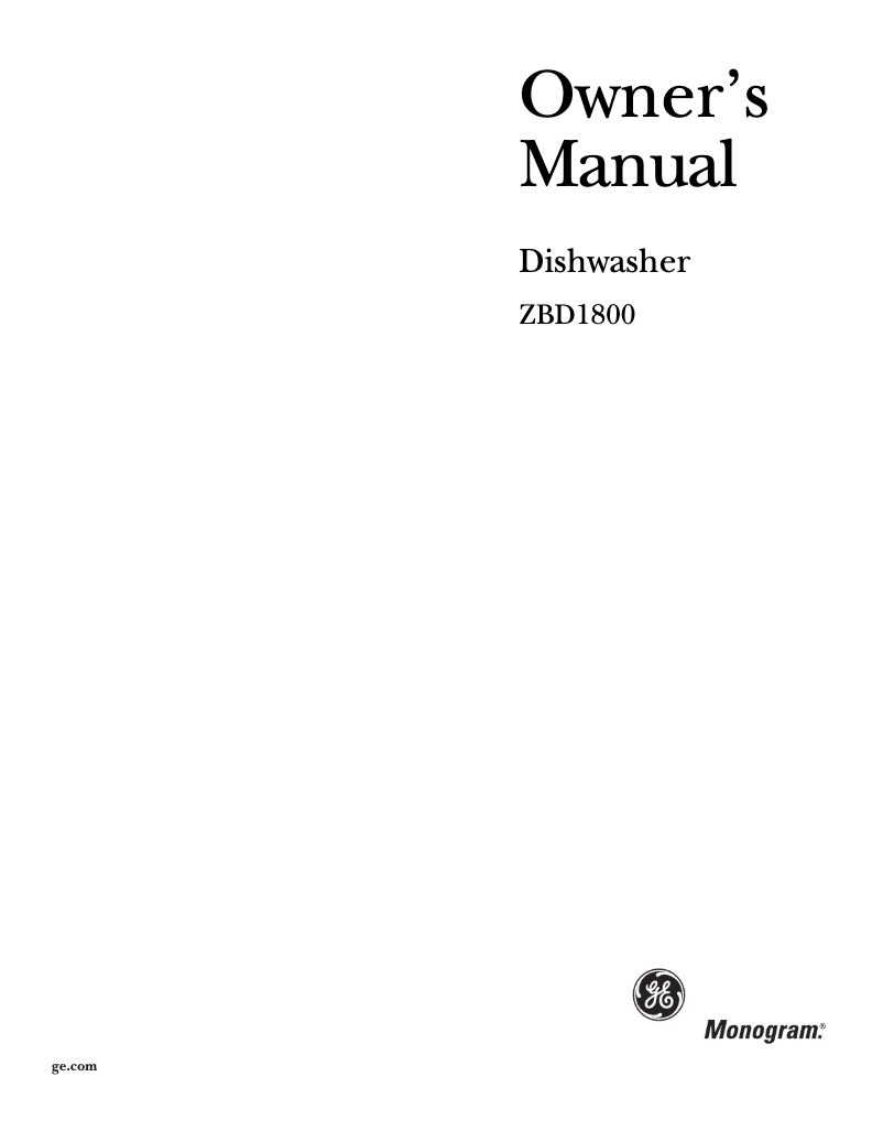 Image de la première page du manuel de l'appareil ZBD1800GSS