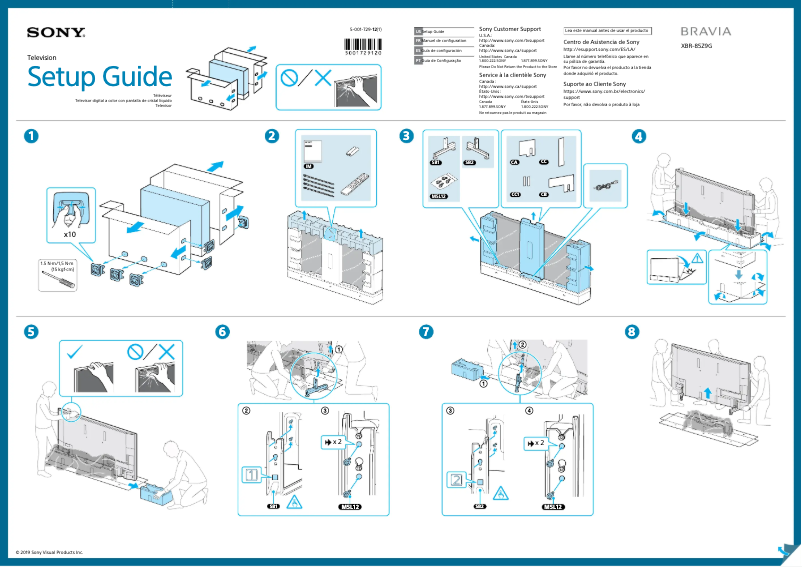 Page 1 de la notice Guide d'installation Sony Bravia XBR-85Z9G