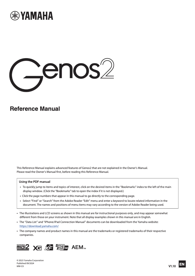 Page 1 de la notice Manuel utilisateur Yamaha Genos2
