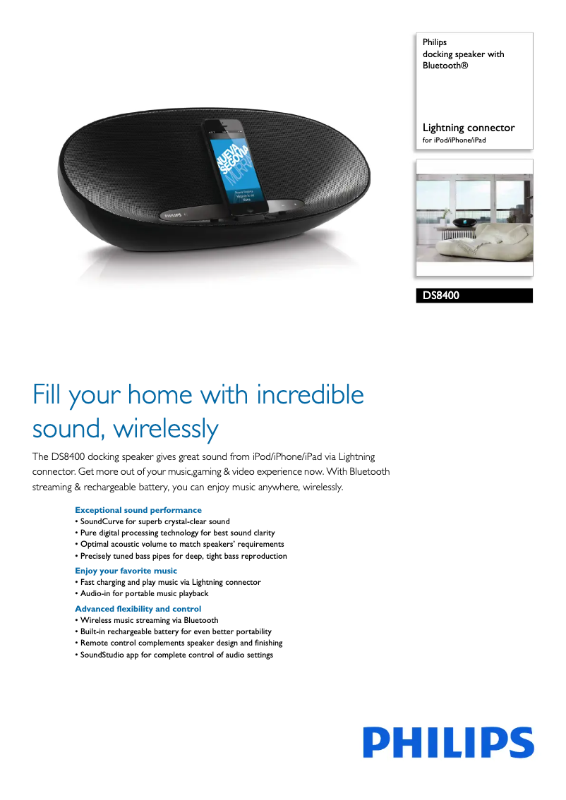 Page 1 of the manual Technical Sheet Philips DS8400