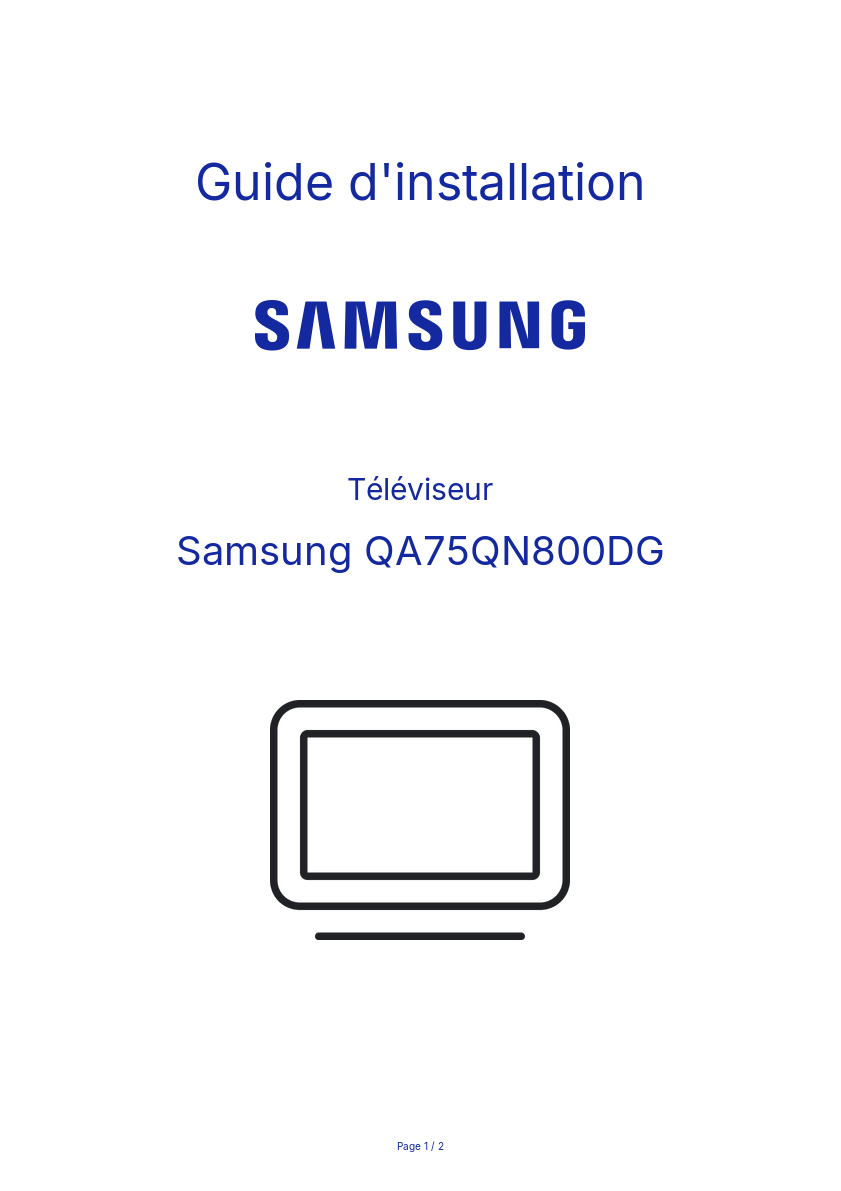 Page n°1 - Guide d'installation Samsung QA75QN800DG