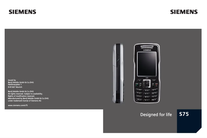 Page 1 de la notice Manuel utilisateur Siemens S75