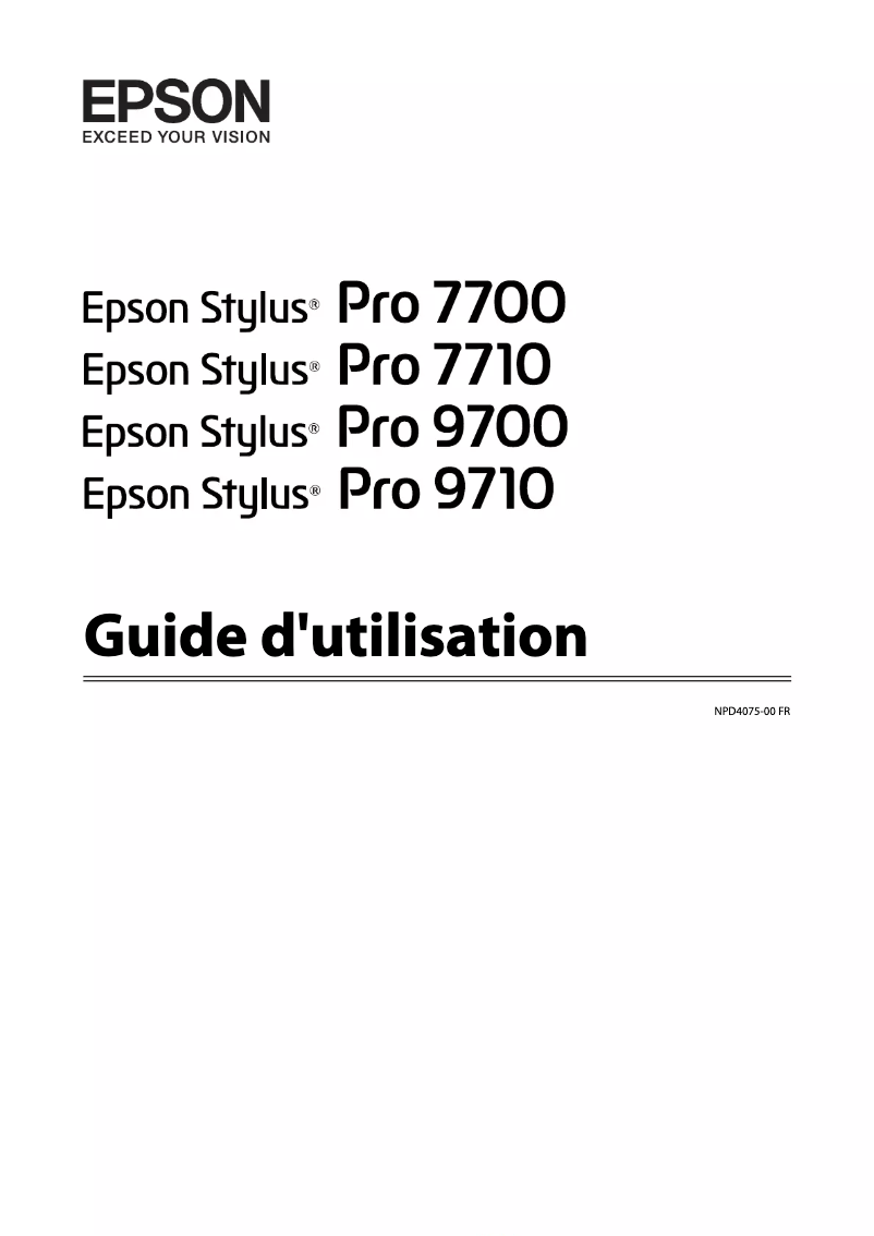 Page n°1 - Manuel utilisateur Epson Stylus Pro 9700