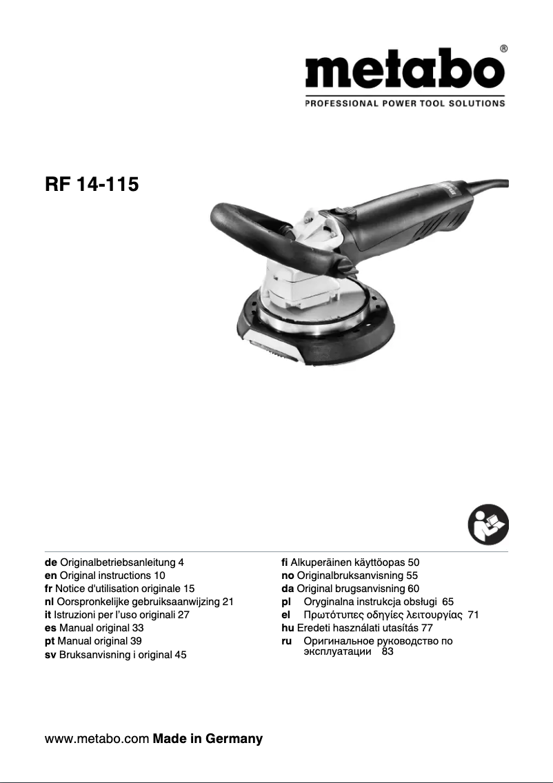 Page n°1 - Manuel utilisateur Metabo RF 14-115
