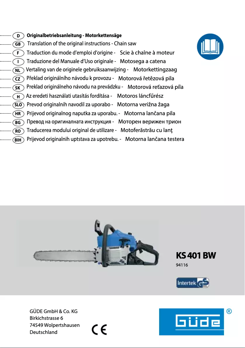 Page 1 de la notice Manuel utilisateur Güde KS 401 BW