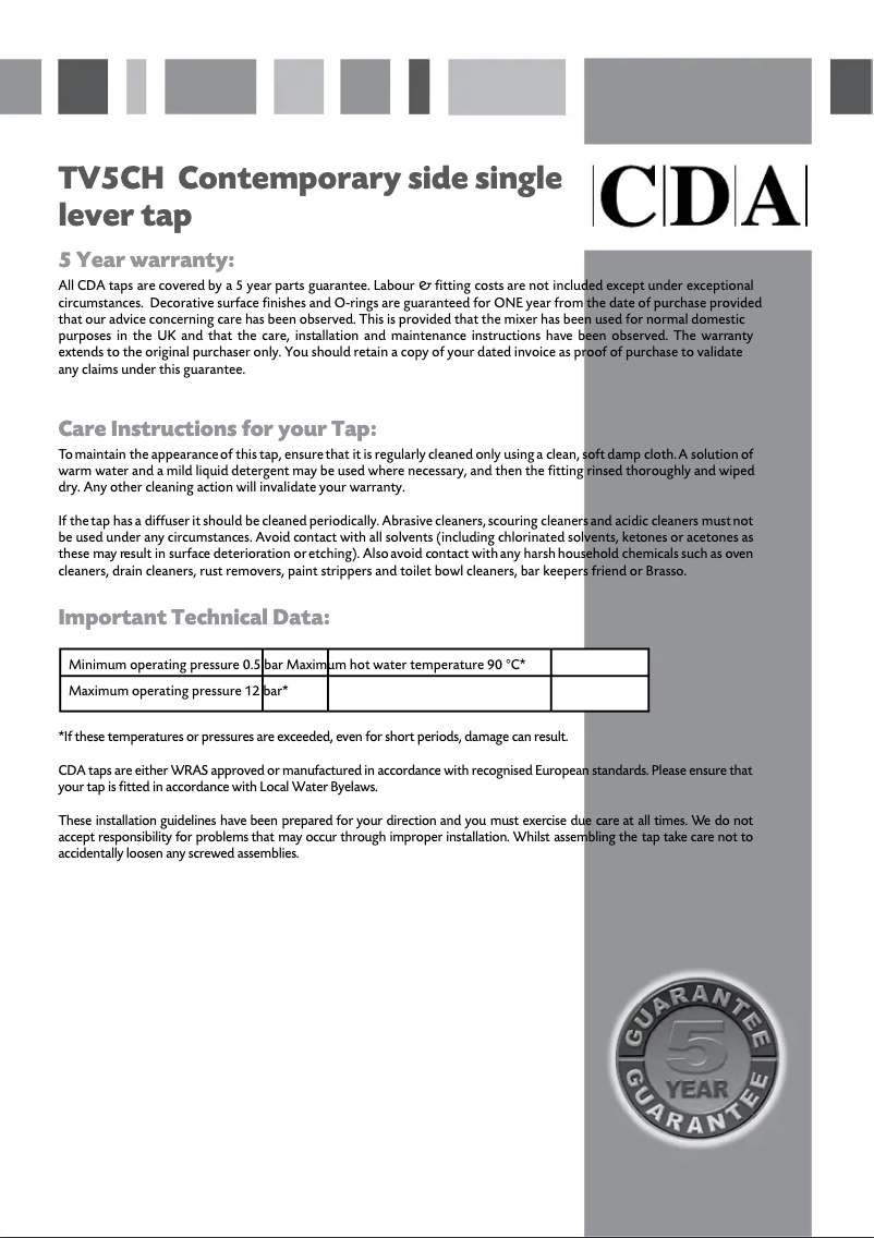 Page 1 de la notice Manuel utilisateur CDA TV5CH