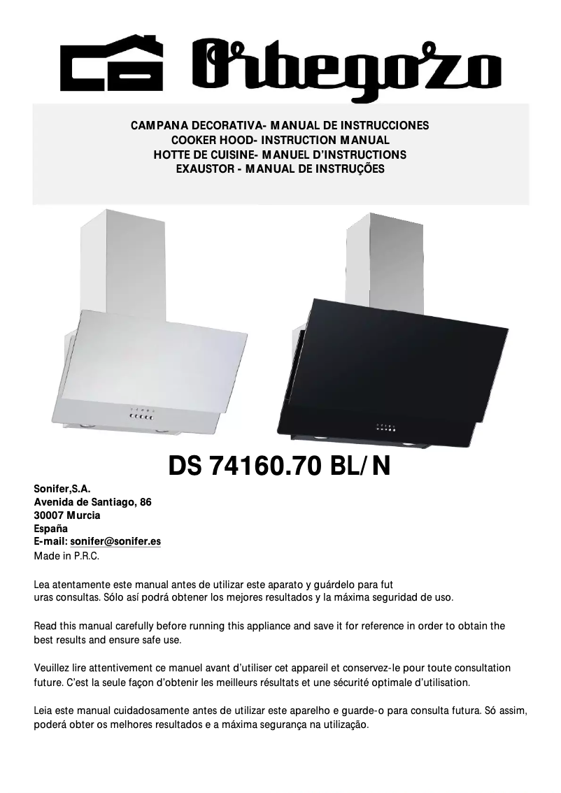 Page n°1 - Manuel utilisateur Orbegozo DS 74160 N