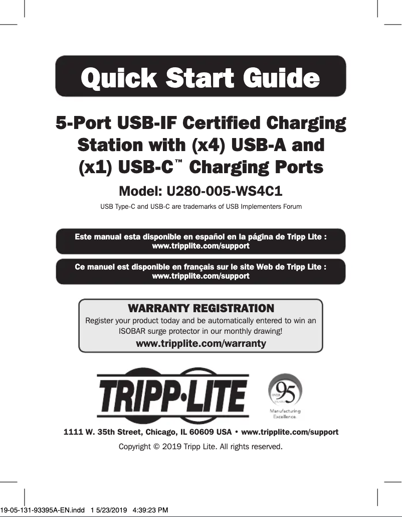 Page 1 de la notice Manuel utilisateur Tripp Lite U280-005-WS4C1
