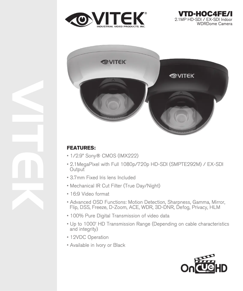 Page 1 de la notice Manuel utilisateur Vitek VTD-HOC4FE