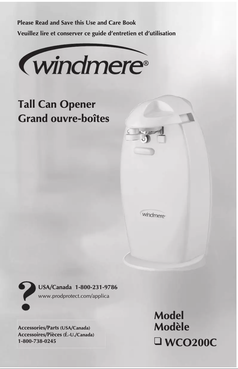 Page 1 de la notice Manuel utilisateur Windmere WCO200C