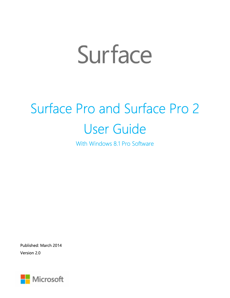 Image de la première page du manuel de l'appareil Surface Laptop 2