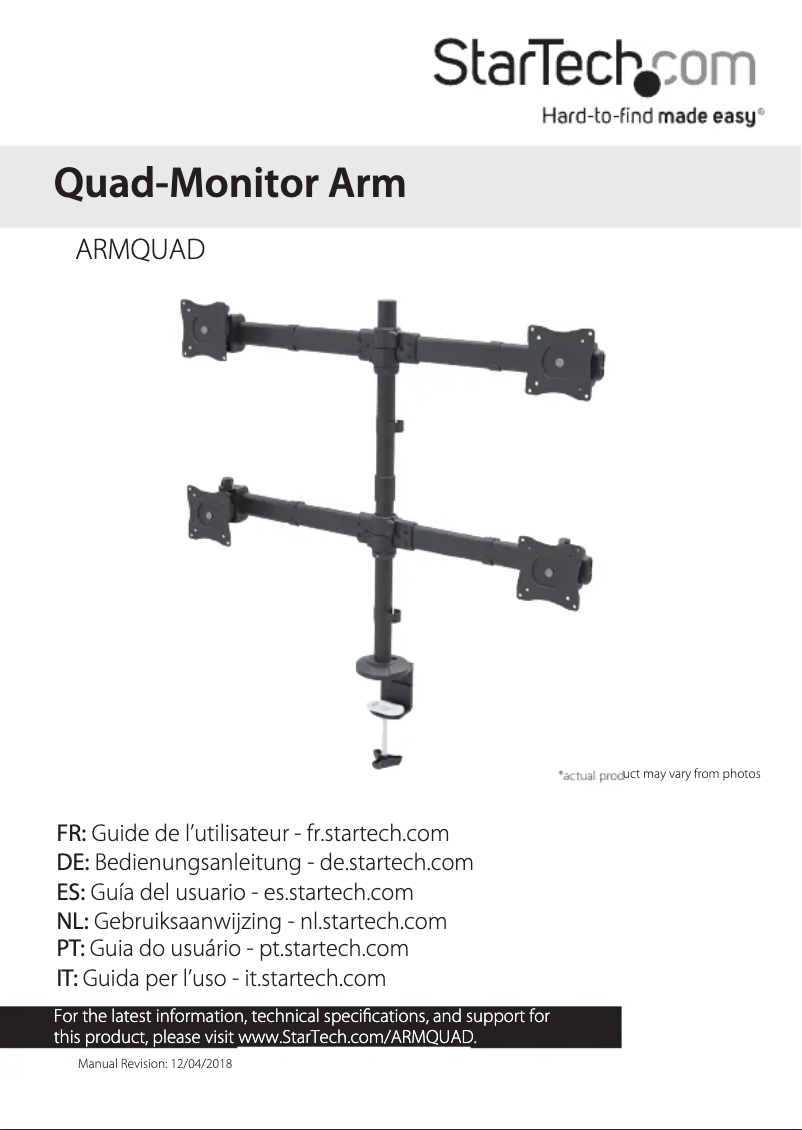Page n°1 - Manuel utilisateur StarTech.com ARMQUAD