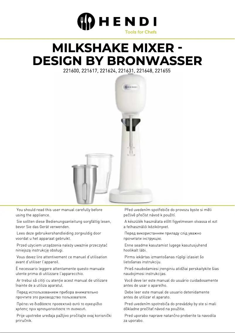 Page 1 de la notice Manuel utilisateur Hendi 221624
