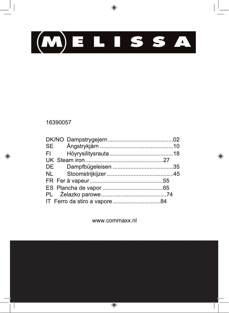 Page 1 de la notice Manuel utilisateur Melissa 16390057