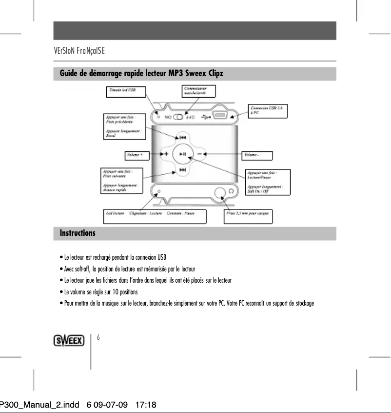 Page 1 de la notice Manuel utilisateur Sweex Clipz