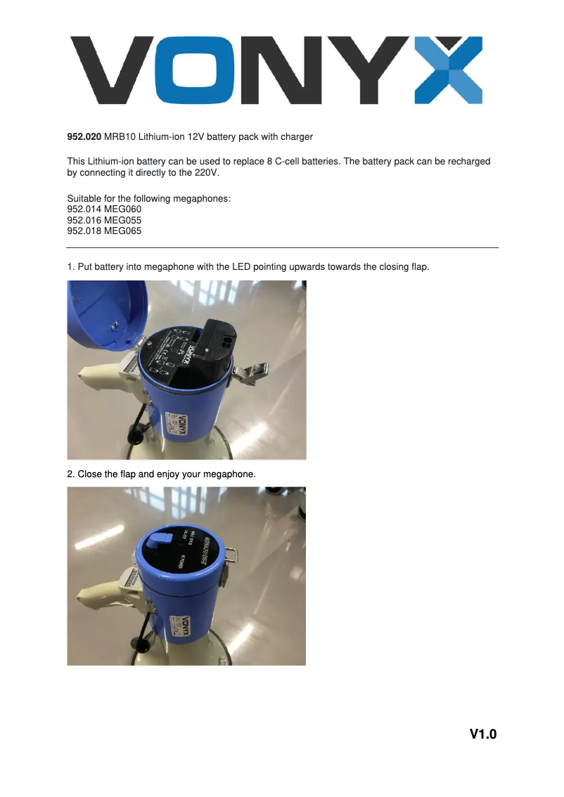 Page 1 de la notice Manuel utilisateur Vonyx MRB10