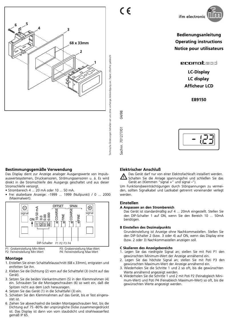Página 1 del manual Manual de usuario IFM E89150