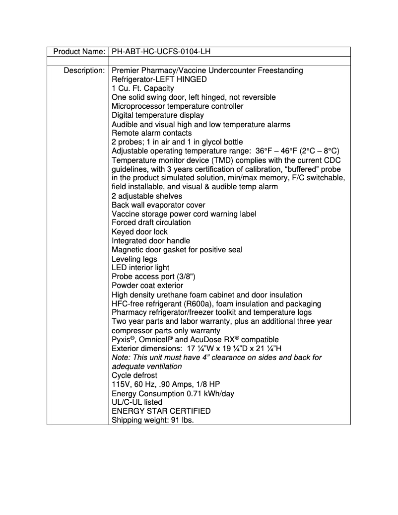 Page 1 de la notice Manuel utilisateur American BioTech Supply PH-ABT-HC-UCFS-0104-LH