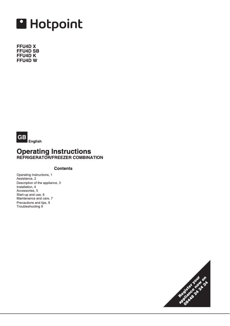 Page n°1 - Mode d'emploi Hotpoint FFU4D.1 K