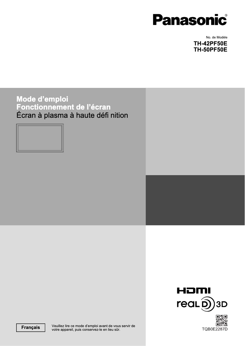 Page 1 de la notice Manuel utilisateur Panasonic TH-50PF50E