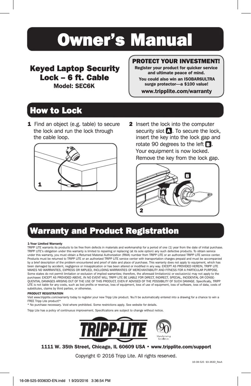 Page 1 de la notice Manuel utilisateur Tripp Lite SEC6K
