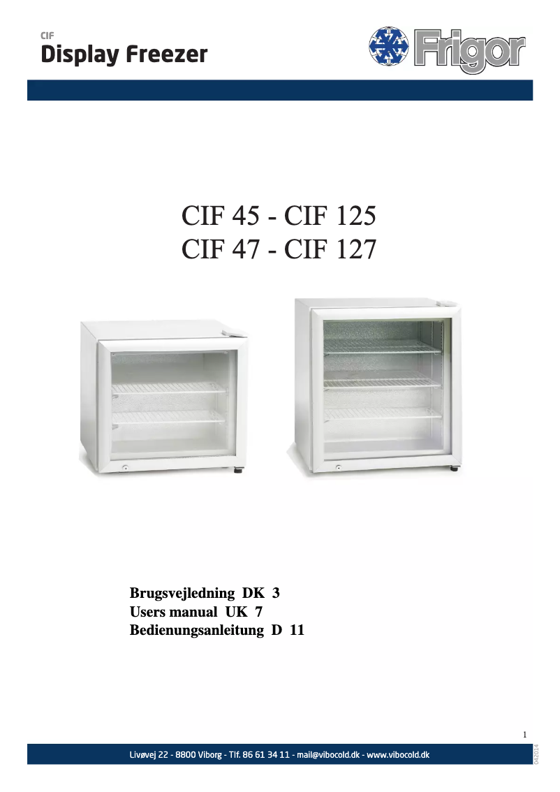 Page n°1 - Manuel utilisateur Frigor CIF 125